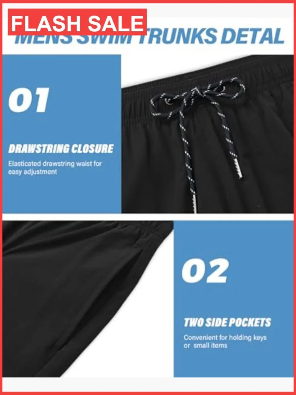 7in Mens Swim Trunks Quick Dry Stretch with Mesh Liner Pockets